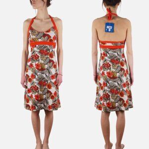 PATAGONIA Iliana Floral Halter Dress Orange Sleeveless Womens S Organic Cotton